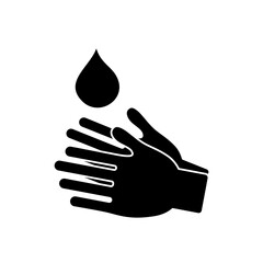 water drop and hands icon, silhouette style