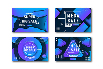 Set of sale banner template design. Vector illustration,BLUE