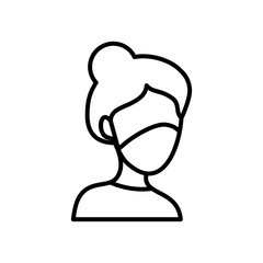 avatar woman with protective mouth mask icon, line style