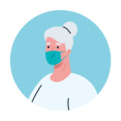 old woman avatar with mask design of Medical care and covid 19 virus theme Vector illustration