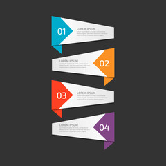 Modern Infographic template in four steps for Business. Multi-color design vector can be used for workflow layout, diagram, annual report, web design. Concept element with 4 options or processses.