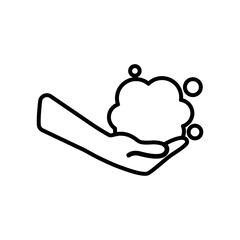 hand with foamy soap icon, line style