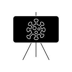presentation board with coronavirus icon, silhouette style