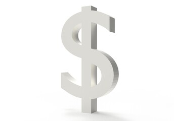 3d dollar metal symbol isolated on white  3d render