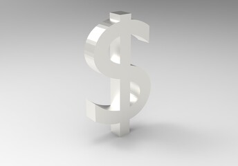 3d dollar metal symbol isolated on white  3d render