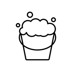 bucket with soapy water icon, line style