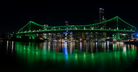 Fototapeta na wymiar The Brisbane Story Bridge Australia at night with CBD in background