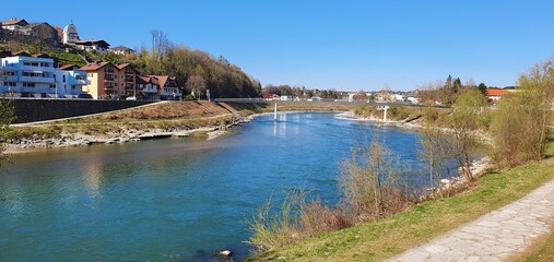 Fototapeta premium panoramic view of the city of the river