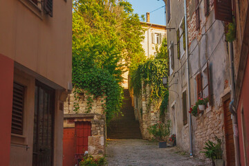 View of the street in old town of Pula city