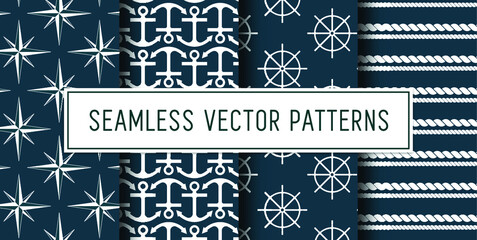 Seamless Nautical Pattern Set