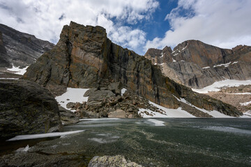 Partially Frozen Chasm Lake in Early Summer