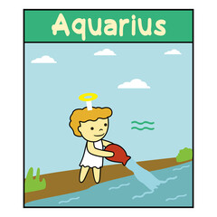 Aquarius cute zodiac vector  illustration