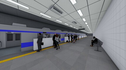電車黄色 ホーム ドア開く 人有り イラスト71 Wall Mural Hiro Studio 電車黄色 ホーム ドア開く 人有り イラスト71 Wall Mural Hiro Studio