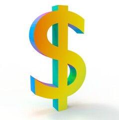 Dollar symbol sign isolated on white 3d render