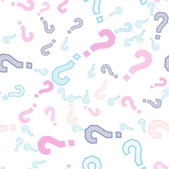 Quiz seamless pattern. Question marks, doubt, faq
