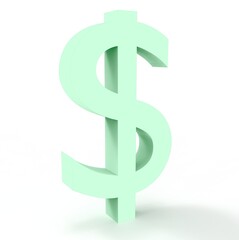Dollar symbol sign isolated on white 3d render