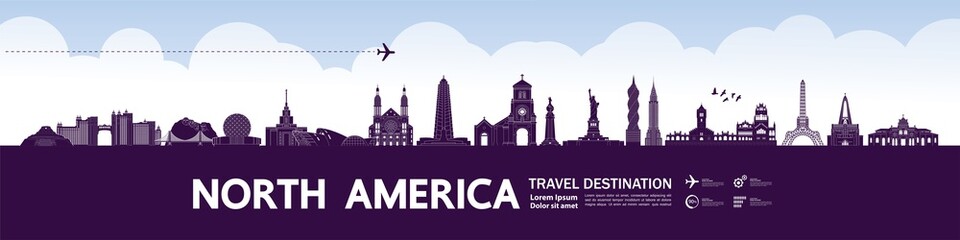 Fototapeta na wymiar North America travel destination grand vector illustration. 