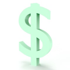 Dollar symbol sign isolated on white 3d render