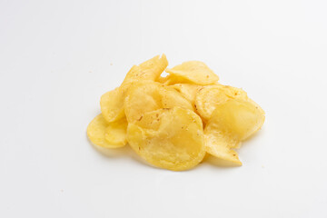 potato chips fries on white background portion os fries potato