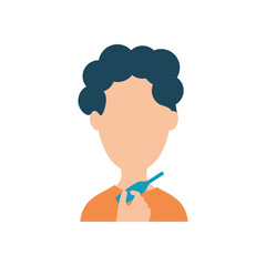 coronavirus concept, avatar man with digital thermometer, flat style