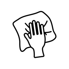 hand cleaning with tissue icon, line style