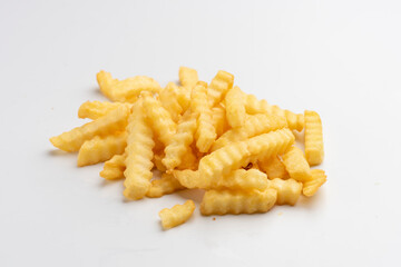 crinkle fries on white background portion os fries potato