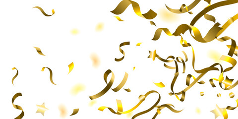 Holiday Serpentine. Gold Foil Streamers Ribbons.