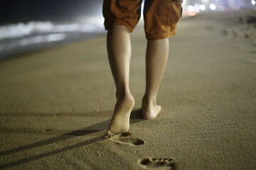 walking on the beach