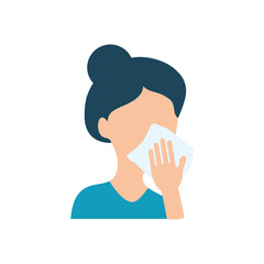 avatar woman cleaning her mouth with tissue, flat style