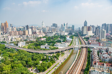 Fototapeta na wymiar Shenzhen Luohu City Skyline Scenery, China