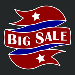 BIG SALE Promo text written on wrapping Ribbon. A Wrapping Ribbon surrounding a full circle rainbow with space for text. Perfect for sale, promo, label, sticker, price tag, retail, product, etc