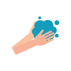 hands washing with soapy water, flat style
