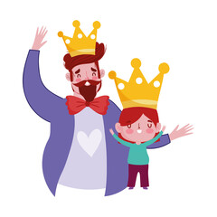 happy fathers day, cute dad and son crown flowers love