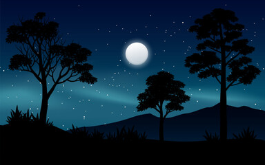 night landscape with tree and moon © Johnster Designs