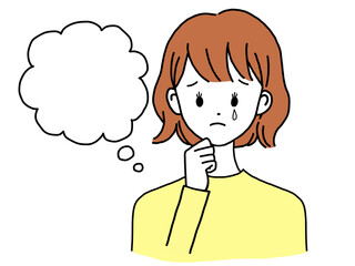 悲しい想像をする若い女性 吹き出し 