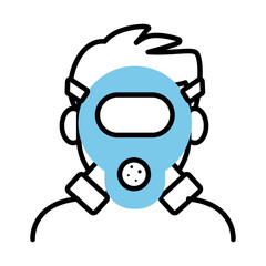 person wearing biosafety mask line half color style icon