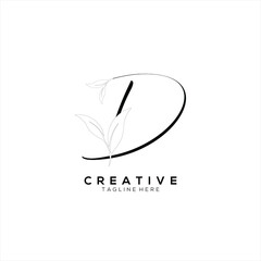 Letter D Minimalist Thin Flourishes Typography Logo