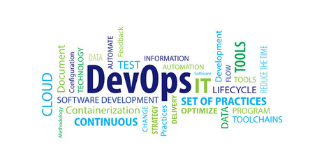 DevOps Word Cloud on a White Background