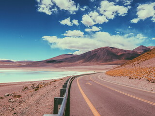 Road through Andes in Atacama Desert, Antofagasta, Chile