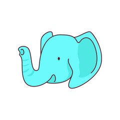 Vector illustration of a blue cute smiling dolphin’s face. Isolated on white background. Cute ocean animal