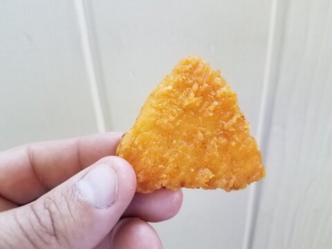 Chicken Tender In Hand With White Background