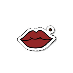 lips and beauty spot doodle icon, vector sticker illustration
