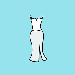wedding dress doodle icon, vector illustration