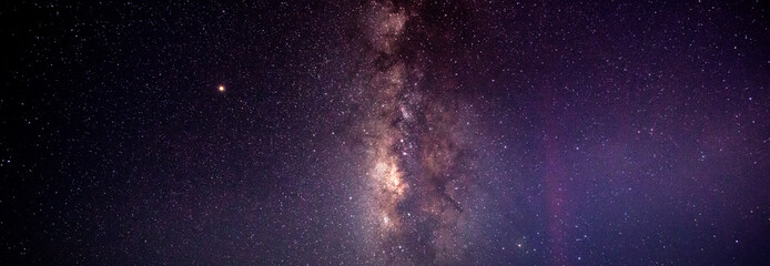 Milky way star on dark night.Deep sky on Universe. with noise and grain.Photo by long exposure and select white balance.