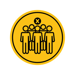 prohibited crowd concept, people group with cross icon, block silhouette style