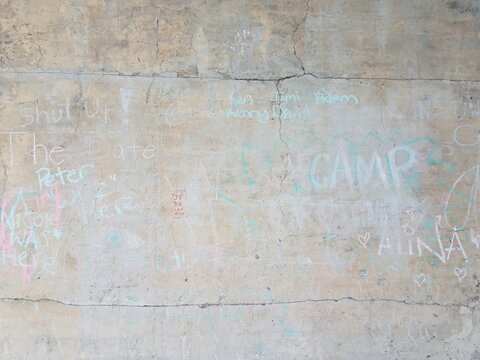 Cement Wall With Chalk Writing