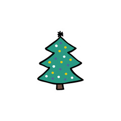 christmas tree doodle icon, vector illustration