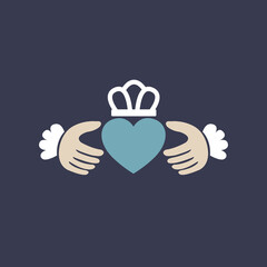 claddagh ring icon, vector illustration