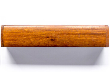 Top view wooden chopsticks box on white background