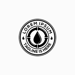 Design water drop logo and pipe in badge style.